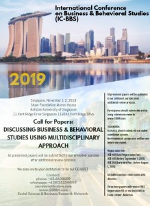 International Conference on Business & Behavioral Studies 2019 in Singapore